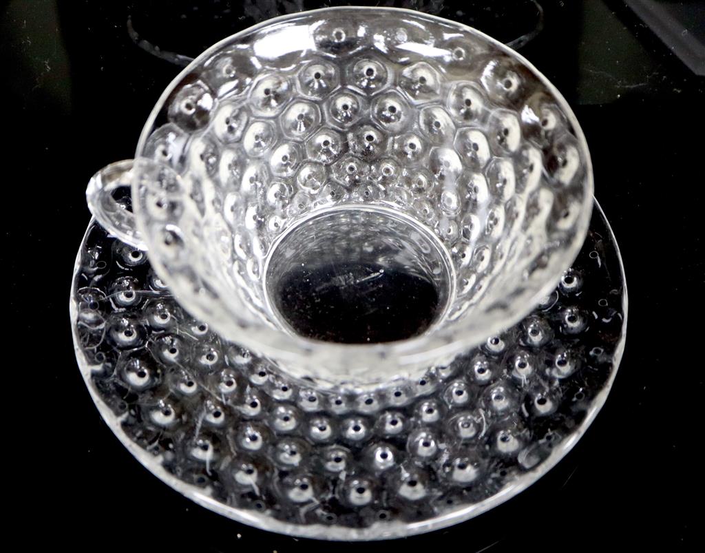 René Lalique. A pre-war Cactus pattern cup and saucer, no.3906/3907, designed in 1933, 13cm diameter